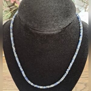 Necklace Denim Lapis Blue Natural Stone Beaded 4mm 16" Choker